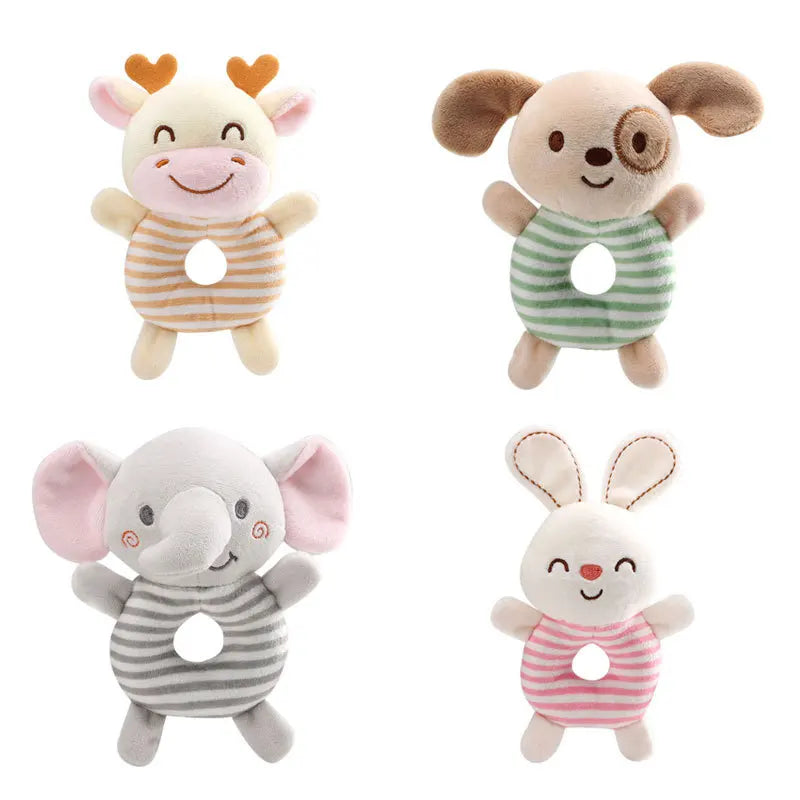 Soft Cartoon Animal Handheld Plush Rattle for Infants